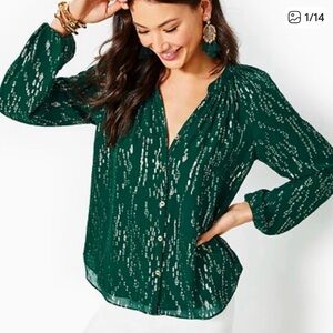 Lilly Pulitzer Forest Green Blouse